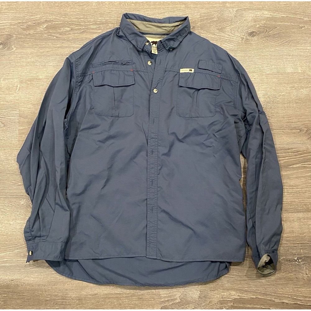 Dakota Grizzly Shirt Men's XXL Blue Long Sleeve‎ Nylon Vented Fishing Outdoor